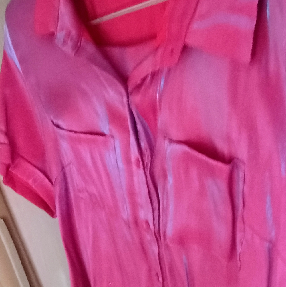 NWOT Plus XL Iridescent Sheen Pink Set. Wide Leg Pants And Top Shein 1XL 2-Piece
